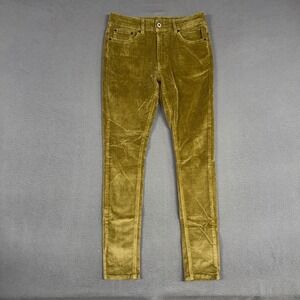 Serenede Fitted Pants Mens 30x32 Mustard Olive Green Corduroy Slim Cotton